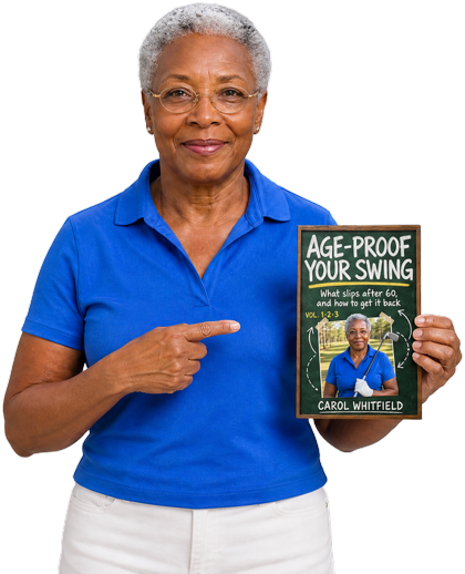 Carol Whitfield holding Age-Proof Your Swing
